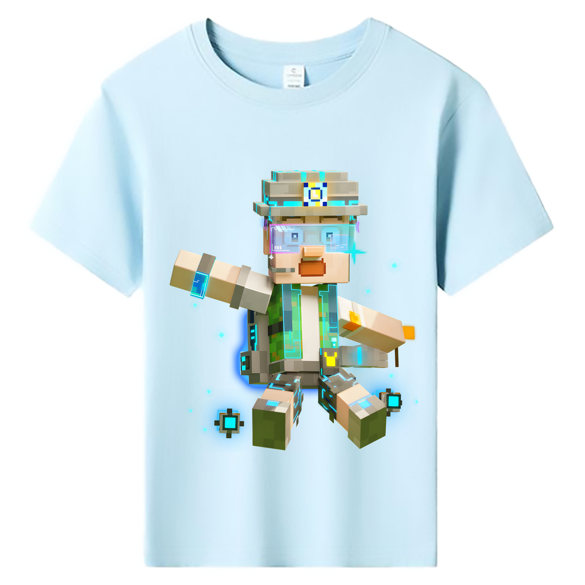 （画像用） マインクラフト ブロックの世界 Minecraft MC Block world 綿100％キッズTシャツ（フロントプリント）